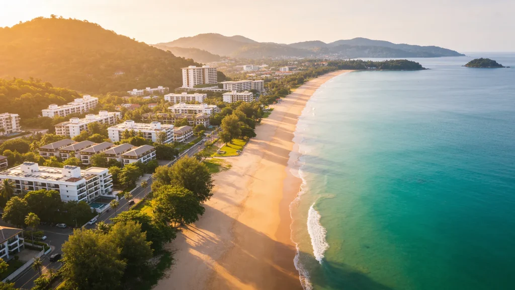 Karon Beach in Phuket, one of the best locations for international property buyers seeking lifestyle and investment opportunities.