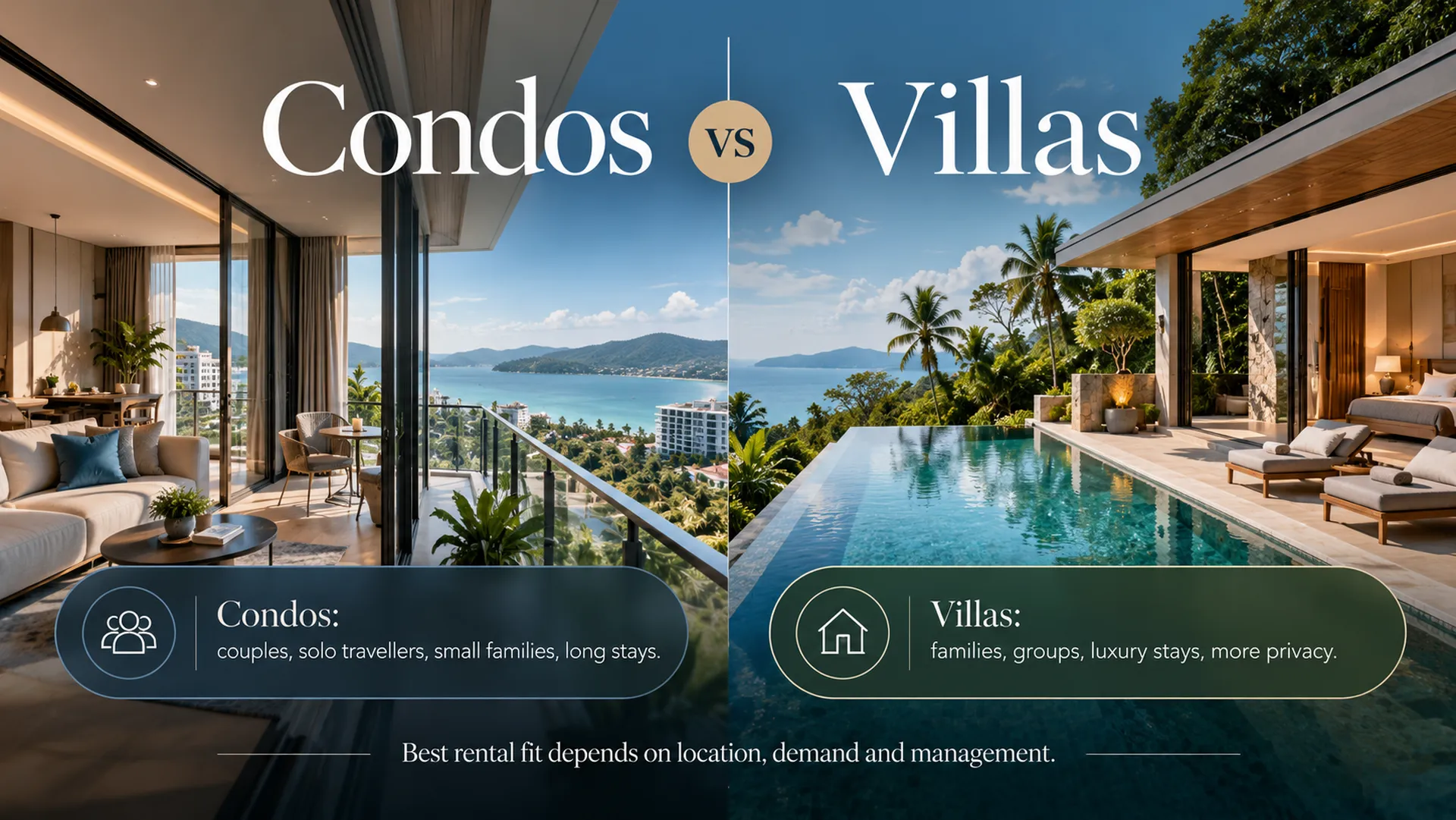 condo vs villa karon phuket for rental investment , comparing different guest demand and rental markets